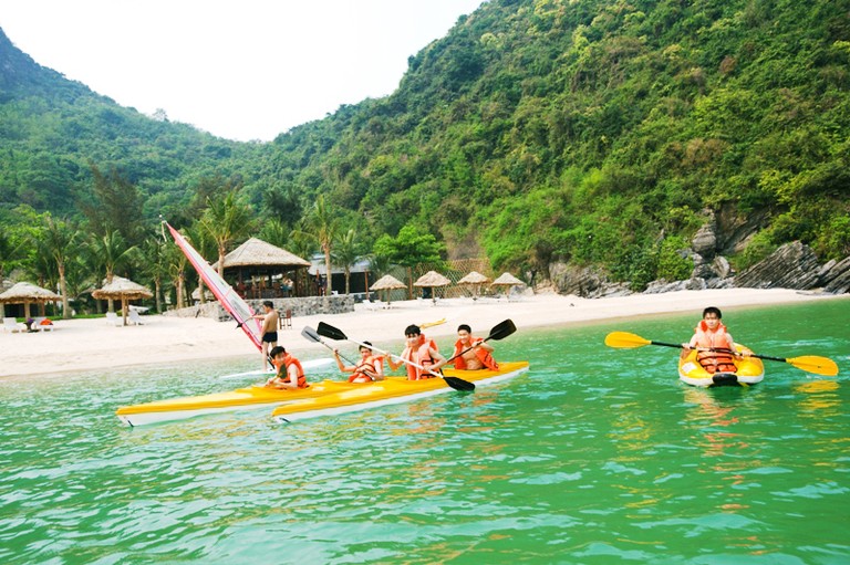 Kayaking on the beach