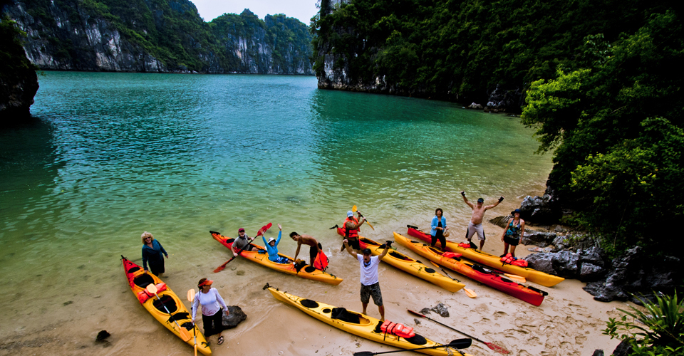 Kayaking on the beach