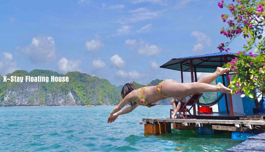 Nhảy từ bè nổi X-Stay xuống vịnh