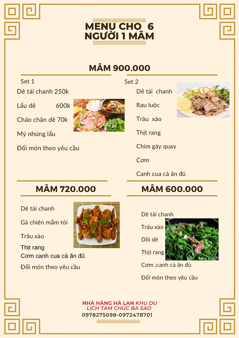 Thực đơn nhà hàng Hà Lan