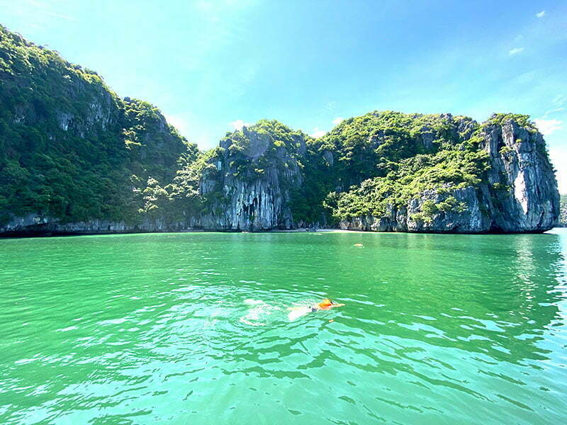 Bơi giữa Vịnh Lan Hạ