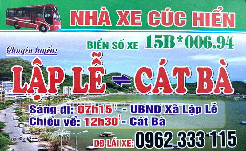 Xe khách Lập Lễ - Cát Bà
